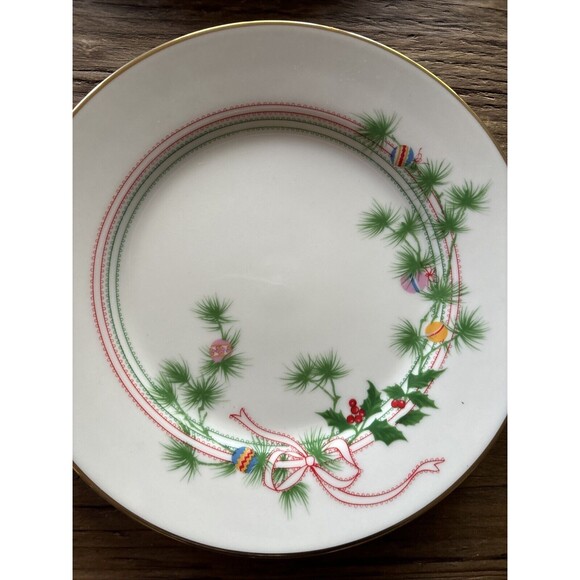 Vintage International UltraBone YULETIDE SEASON Set 4 Appetizer Plates Art Deco - Picture 2 of 6